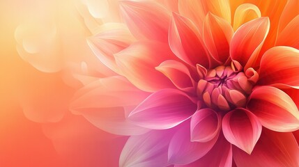 Fototapeta premium A vibrant abstract flower against a smooth gradient background, providing an elegant canvas for text or imagery while capturing a sense of peace.