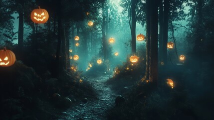 Naklejka premium halloween background with pumpkin