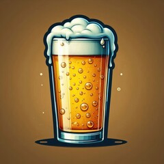 Close-up of a frothy beer with bubbles and condensation on the glass. Ideal for advertising beer commercial concepts, logo icon design. premium illustration. ai