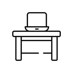 Desk with Laptop vector icon