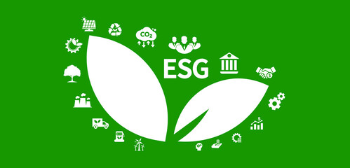 ESG Icon Concept for Environment, Society and Governance in Sustainable Business and Green Business for Global Environment