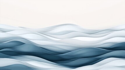 Obraz premium Pattern with white and blue hand drawn lines. Abstract landscape background. Ocean art of nature template.