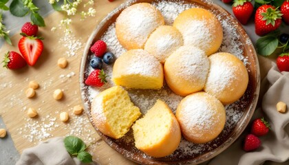 Eierkoeken &ndash; Fluffy Belgian Egg Cakes with Powdered Sugar (Belgian Cuisine)