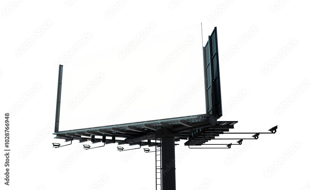 Poster a blank billboard structure isolated on a white background, closeup view. concept for outdoor signag