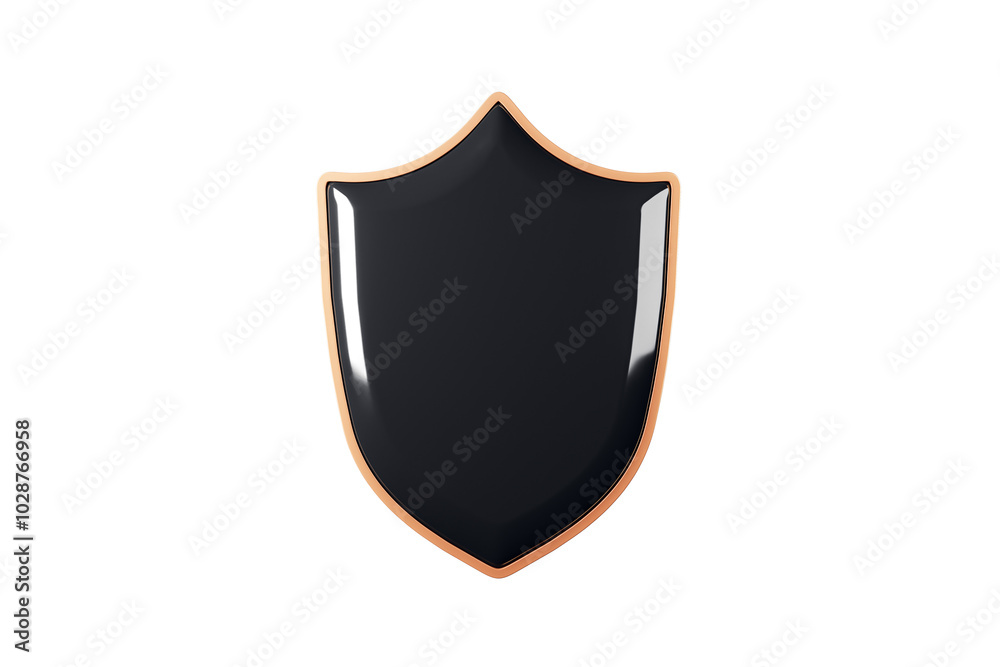 Poster black shield with an orange outline, isolated on a white background, representing protection. concep