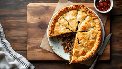 Tourtière - Classic French-Canadian Meat Pie with Flaky Pastry Crust (French-Canadian Cuisine)