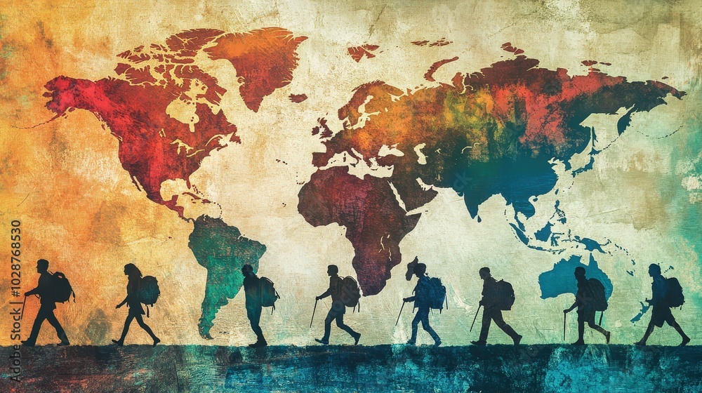 Wall mural globalization and migration: analyze the relationship between globalization and migration patterns