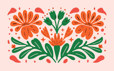 illustration postcard with floral ornament minimalistic