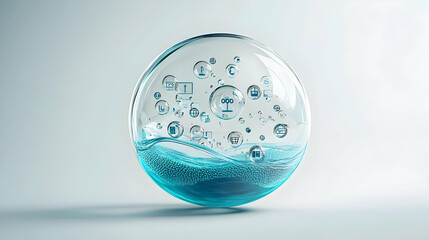 3D Economy Ecosystem with Interconnected Bubbles: Isolated Vector Illustration Representing Economic Interdependencies with Diverse Symbols on White Background