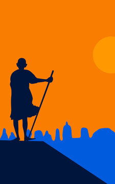 The of a silhouette of mahatma gandi