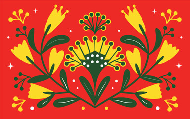 The of a illustration postcard with floral ornament