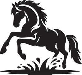 Horse jumping silhouette vector