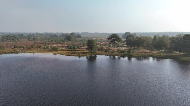 Aerial View of Small Lake in Drents-Friese Wold Nature Reserve, Netherlands