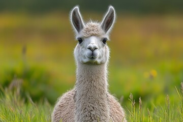 A llama in a lush green field. Generative AI