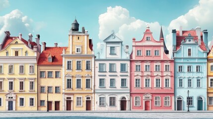 Fototapeta premium Colorful Historical Buildings in a City Square