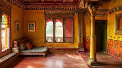Ornate Interior of an Indian Palace
