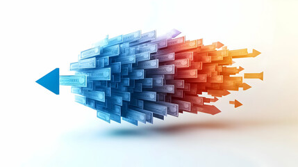 Fototapeta premium 3D Floating Cash Flow with Arrows Concept | Isolated Vector Representing Financial Movement & Business Dynamics | Clean White Background for Infographics & Design Integration