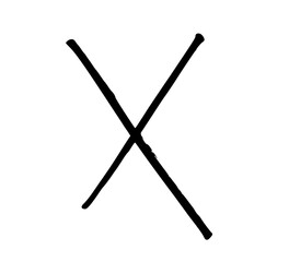 X grunge mark, hand drawn icon. Vector brush strokes. Abstract cross shape