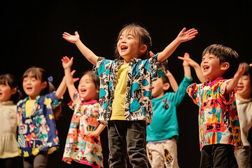 Children Performing on Stage: A Joyful Dance