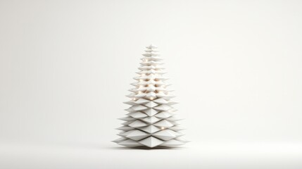 Fototapeta premium white silver christmas tree against white background