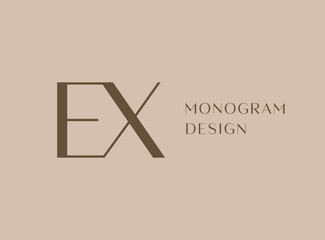 EX letter logo icon design. Classic style luxury initials monogram.