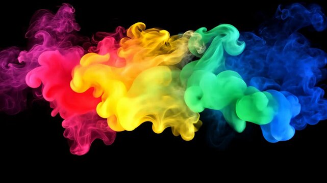 Colorful ink swirls in a black background