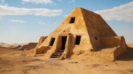 Pyramid-Shaped Building in the Desert