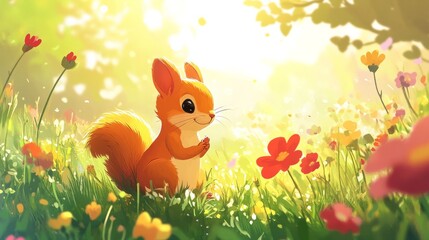 Squirrel Mimi, squirrel, in the Sunny Meadow: Squirrel Mimi, squirrel