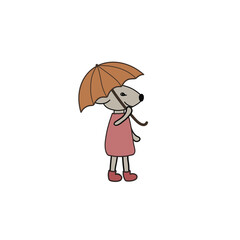 Cute cartoon mouse with umbrella
