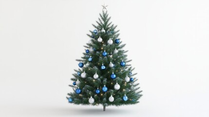 Fototapeta premium decorated christmas tree with balls against white background