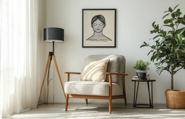 Cozy living room corner featuring modern decor, natural light, and stylish furniture arrangement