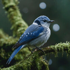 木に止まる青い鳥