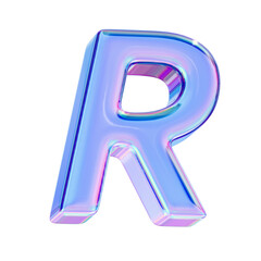 Letter R in chromatic 3D style