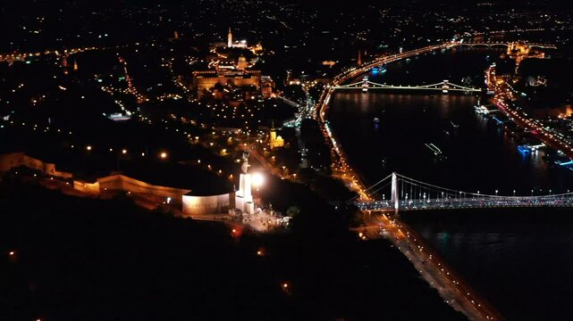 Aerial view of Geller Hill, one of Budapest's favourite tourist spots