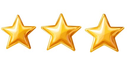 Three shiny,golden stars symbolize an outstanding performance rating or exceptional customer feedback. The radiant,luminous stars convey a sense of achievement,success.