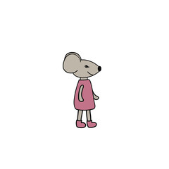 Cute cartoon mouse in pink dress and boots