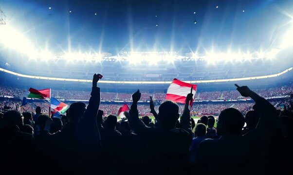 Energetic Fans Silhouettes in Hockey Stadium
