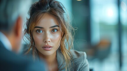 Obraz premium Business problem fight office team meeting stress businesswoman conflict woman businessman job argue angry manager corporate tired asian black latina arguing unhappy boss fighting.