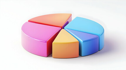 Obraz premium 3D Graph with Budget Pie Segments - Detailed Vector of Financial Distribution Analysis Isolated on White Background for Business Infographic Materials