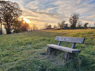 Abendhimmel im Herbst, Blick in den Harz bei Sankt Andreasberg im Oberharz Richtung Sankt Andreasberg und Osterode am Harz, Niedersachsen