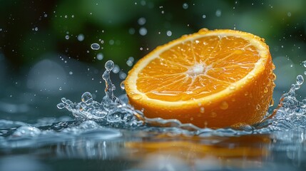 Orange fruit splash, fresh and juicy yellow vitamin citrus, healthy and natural juice drink drop background.