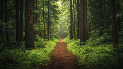 Obraz premium A Path Through a Dense Green Forest