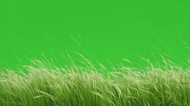 Meadow with grass, there are only grass, the background is the green screen. Generative AI