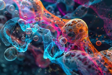 Abstract interpretation of nanoscience ,Diagram showcasing the scientific principles behind a novel drug designed to combat cancer effectively.