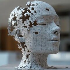 Ein menschlicher Kopf aus Puzzleteilen