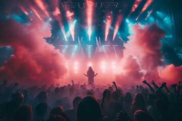 Immerse yourself in the electrifying atmosphere of a red night party vibe. The scene pulsates with vibrant red lighting, energetic music, and a lively crowd, creating an unforgettable experience