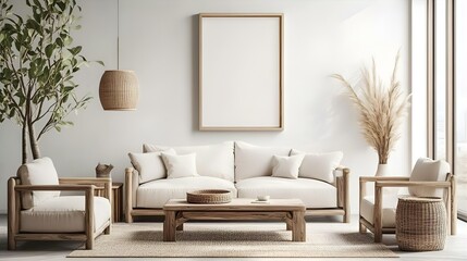 Cozy modern living room featuring a stylish sofa, contemporary furniture, and warm decor, creating a luxurious and inviting atmosphere in a chic apartment setting