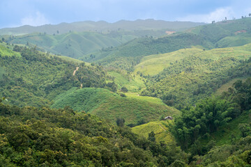 Obraz premium the atmosphere of the mountain in thailand with dramatic tone