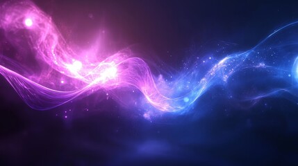 Obraz premium Abstract Minimalistic Design with Blue and Purple Lens Flares, Soft Light Streaks, Glowing Orbs, and Smooth Gradients on Dark Futuristic Background.