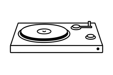 Retro turntable with DJ console vector | vector silhouette illustration on white background